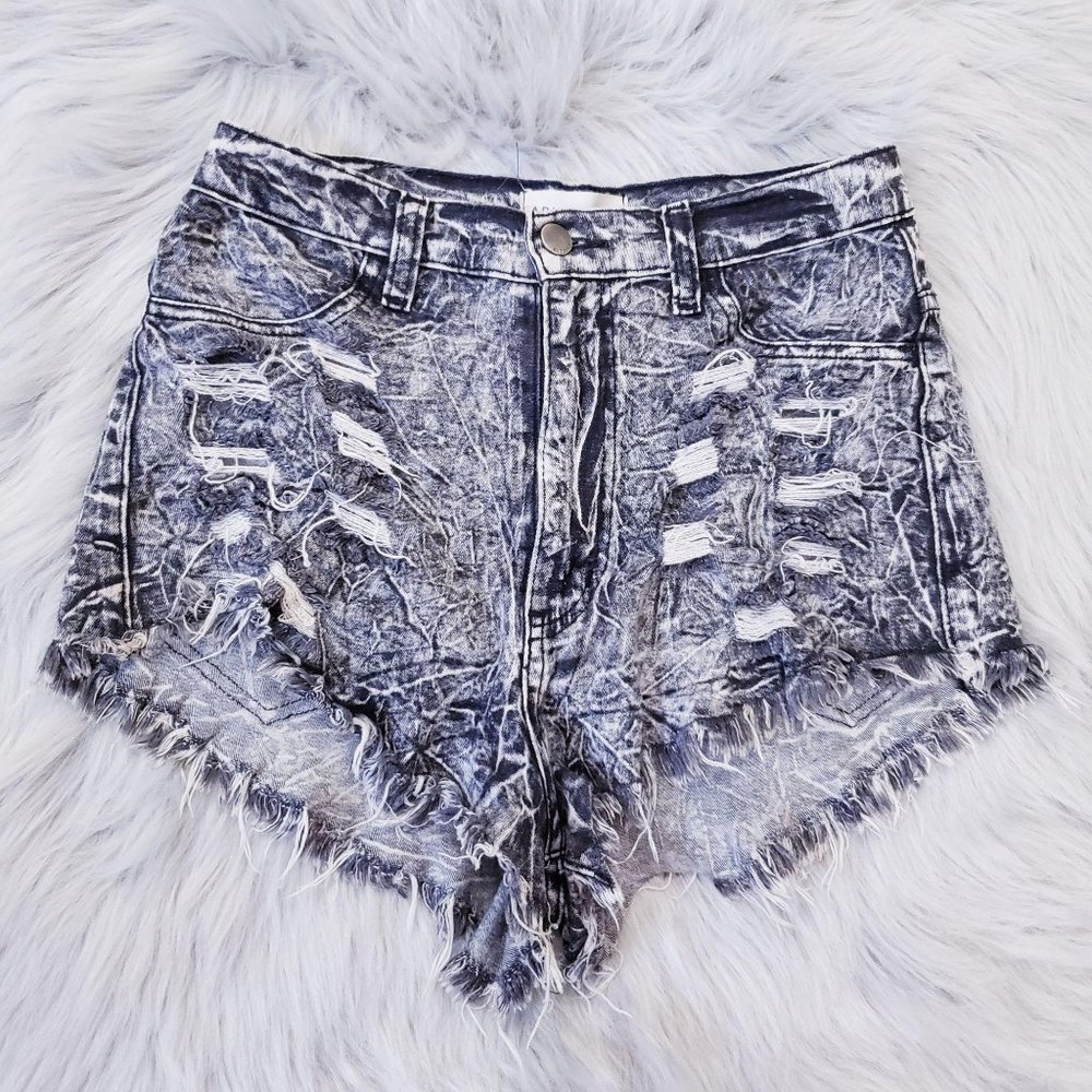 🌞 Aphrodite Los Angeles Destructed Denim Shorts - Picture 1 of 4